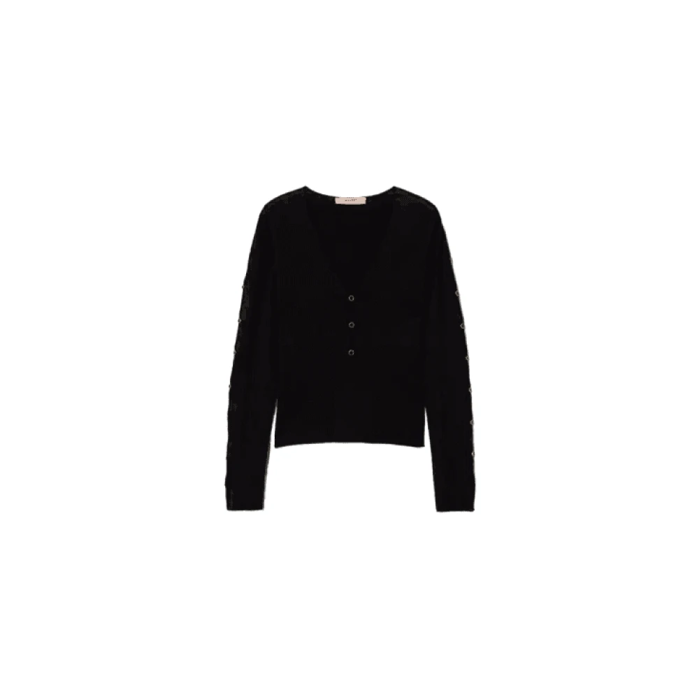 Twinset Zwarte Top met Cut-Out en Studs Black Dames