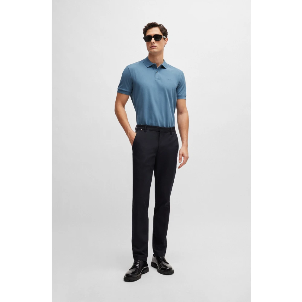 Boss Pique Polo Shirt Blue Heren