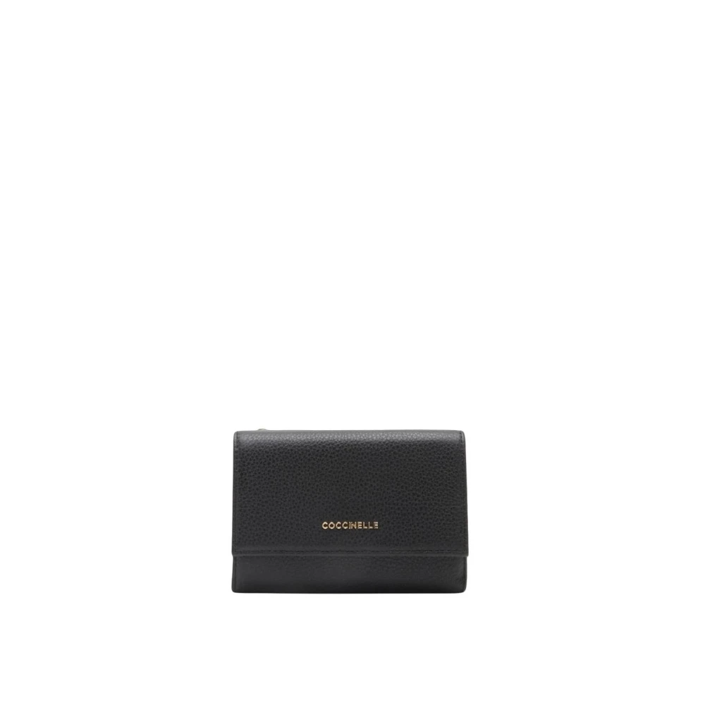 Coccinelle , Wallets & Cardholders, Female, Black, One Size, Metallic Soft Wallet