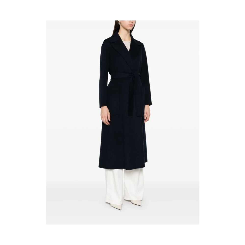 Max Mara Navy Blue Jas met Zelfstriksluiting Blue Dames