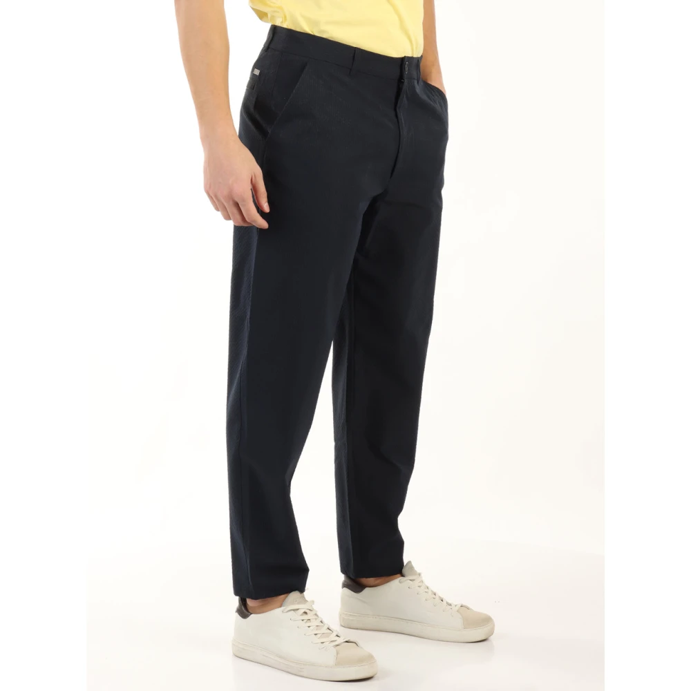 Armani Exchange Seersucker Broek met knoop- en ritssluiting Blue Heren