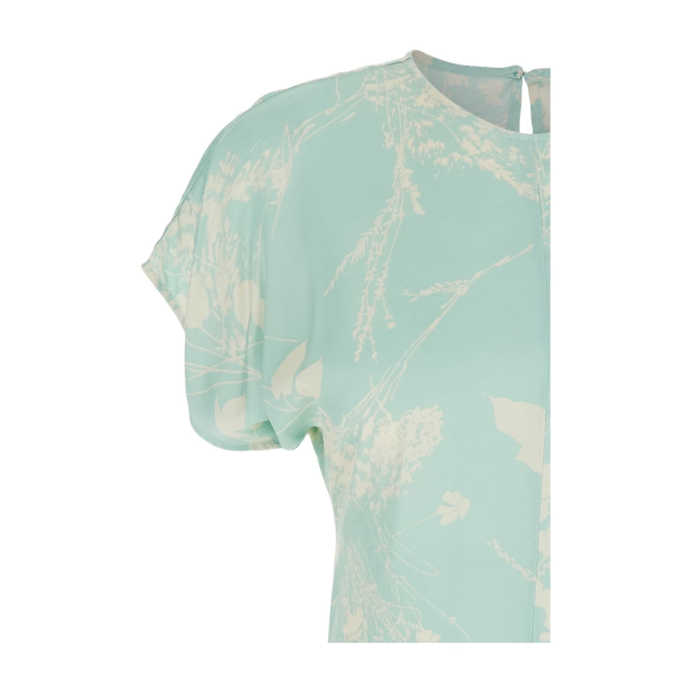 Semicouture Jurk met Korte Mouwen en Print Green Dames