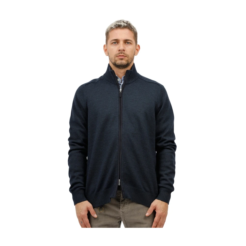 Gran Sasso Sweater met ritssluiting en Alcantara-details Blue Heren