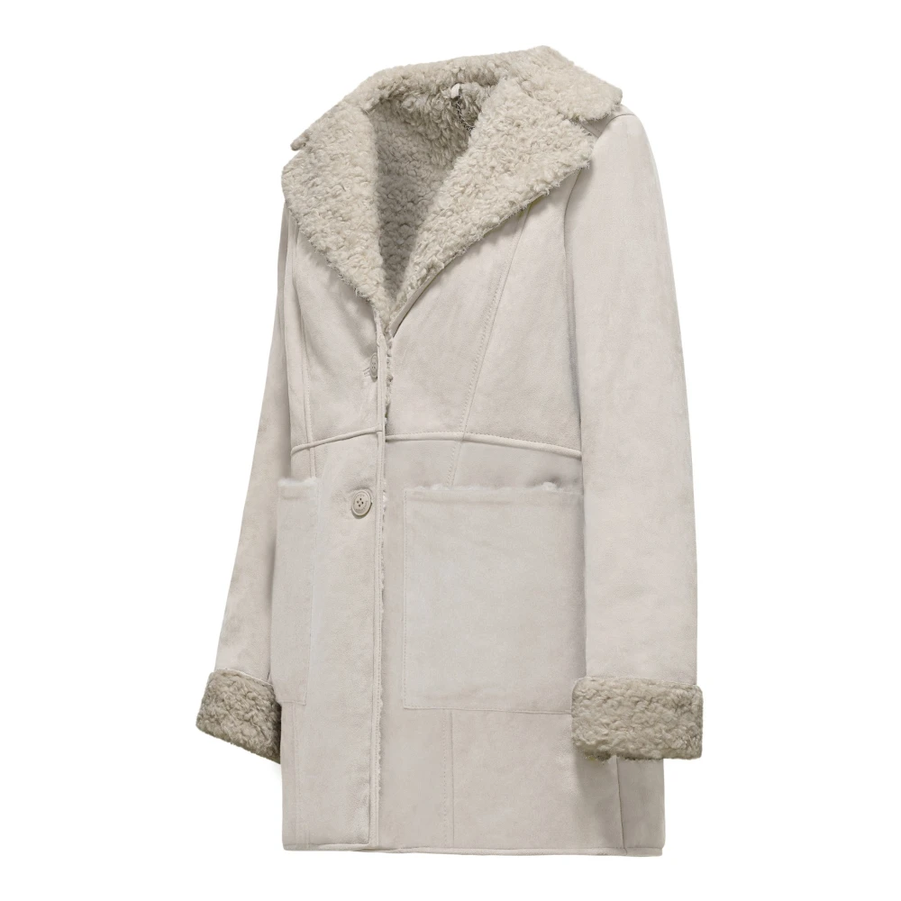 BomBoogie Suede Eco-Fur Coat Gray Dames