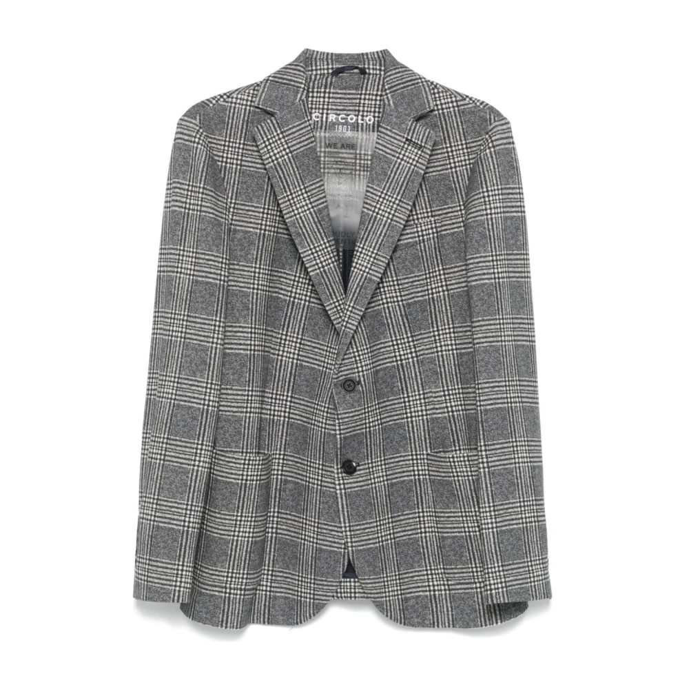 Circolo 1901 Men's Multicolor Blazers, S, Blue Check Fleece Jacket