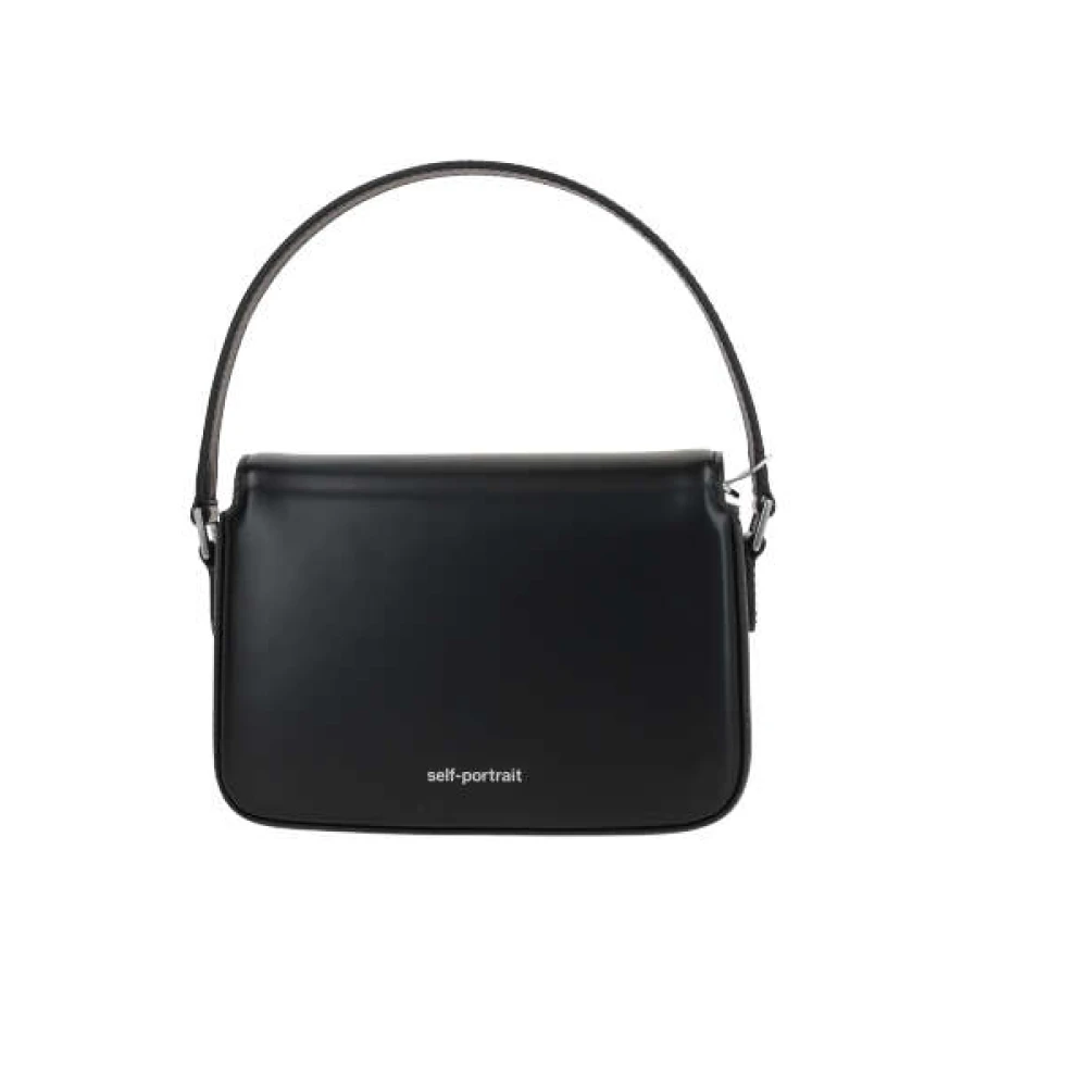 Self Portrait Zwarte leren handtas met kristallen strik Black Dames