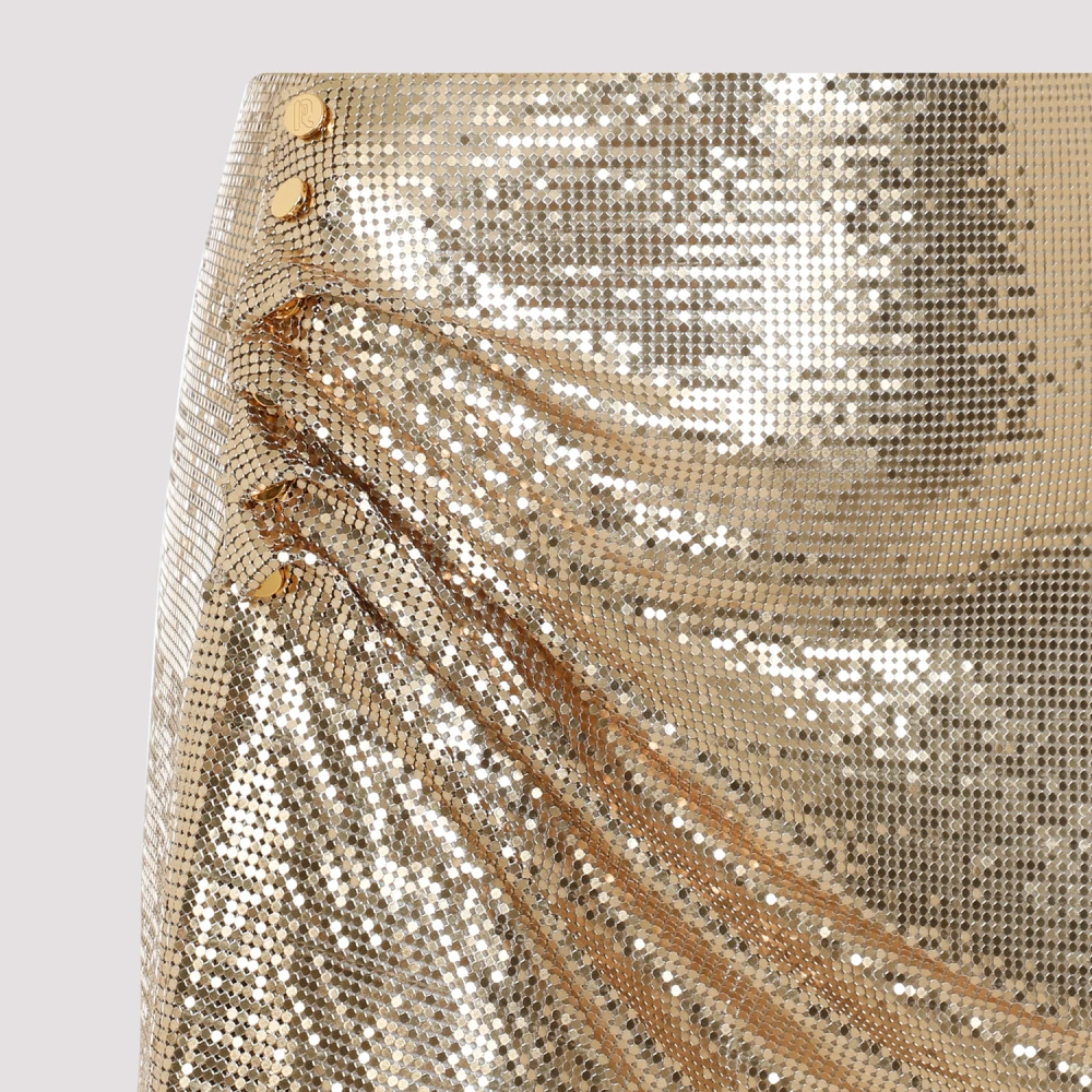 Paco Rabanne Gouden Metallic Knielengte Rok Yellow Dames