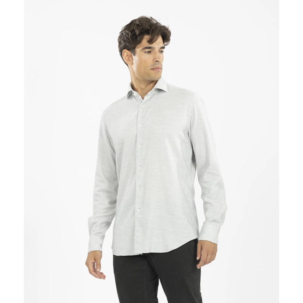 Xacus Italiaans Medium Kraag Flanellen Overhemd Gray Heren
