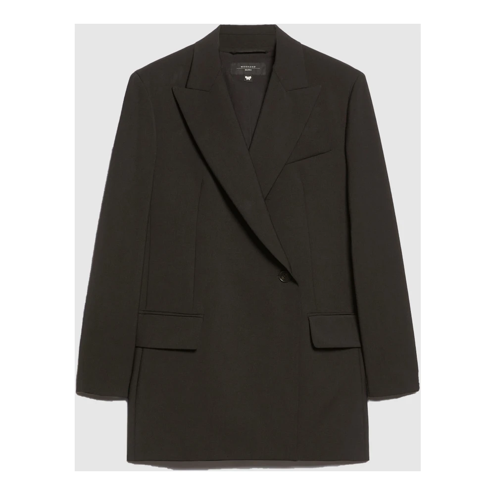 Max Mara Weekend Zwarte Wol Double-Breasted Blazer Black Dames