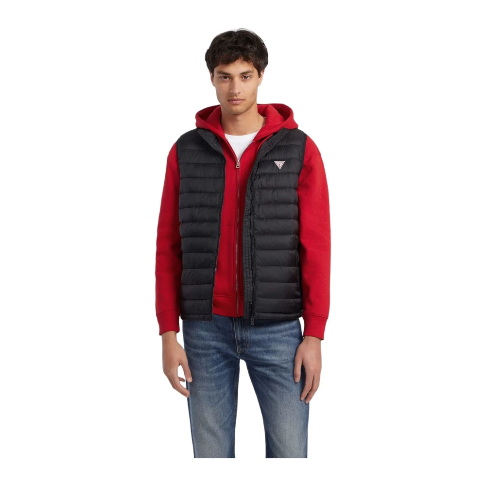 Guess Stijlvolle Mouwloze Jas voor Mannen Black Heren