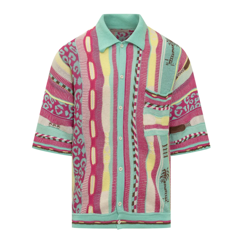 Laneus Moderne Jacquard Katoenen Polo Shirt Multicolor Heren