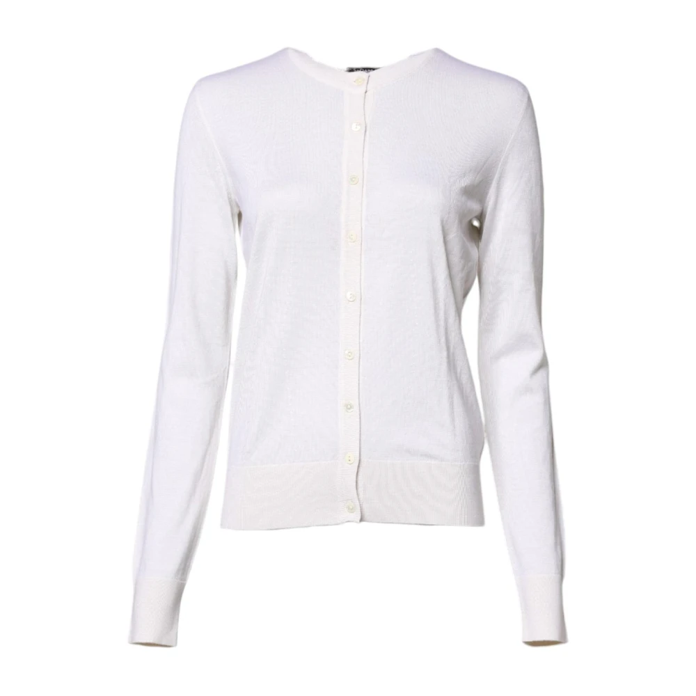 Dolce & Gabbana Women's White Luxurious Cashmere Crew Neck Cardigan Jumper Small