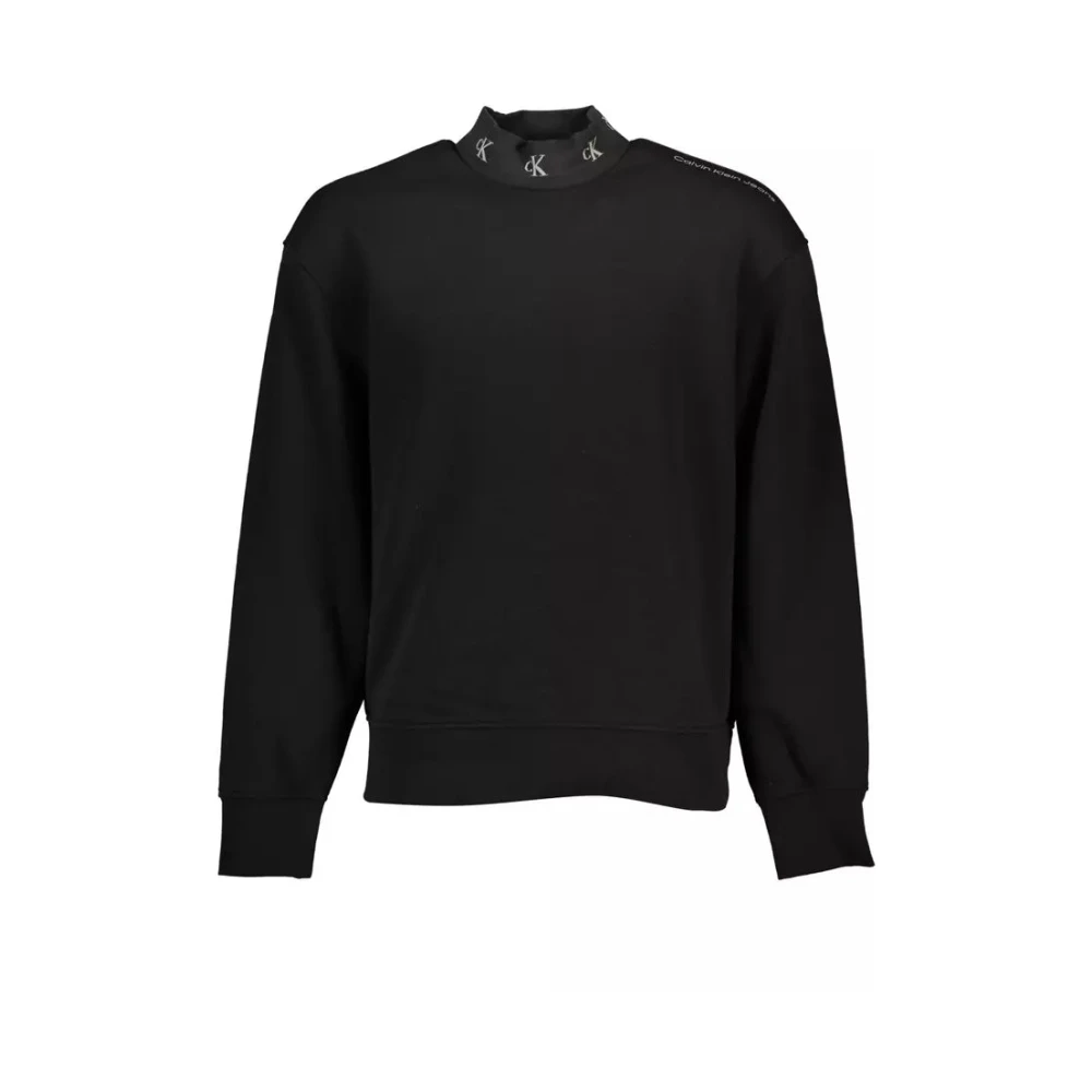 Calvin Klein Men's Black Sweatshirts,, Cotton Jumper With Long Sleeves And Logo Extra Large