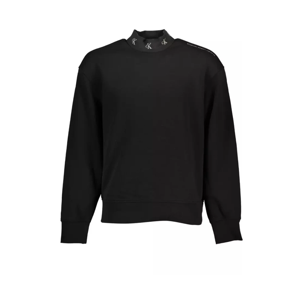 Calvin Klein Zwarte katoenen trui met lange mouwen en logo Black Heren