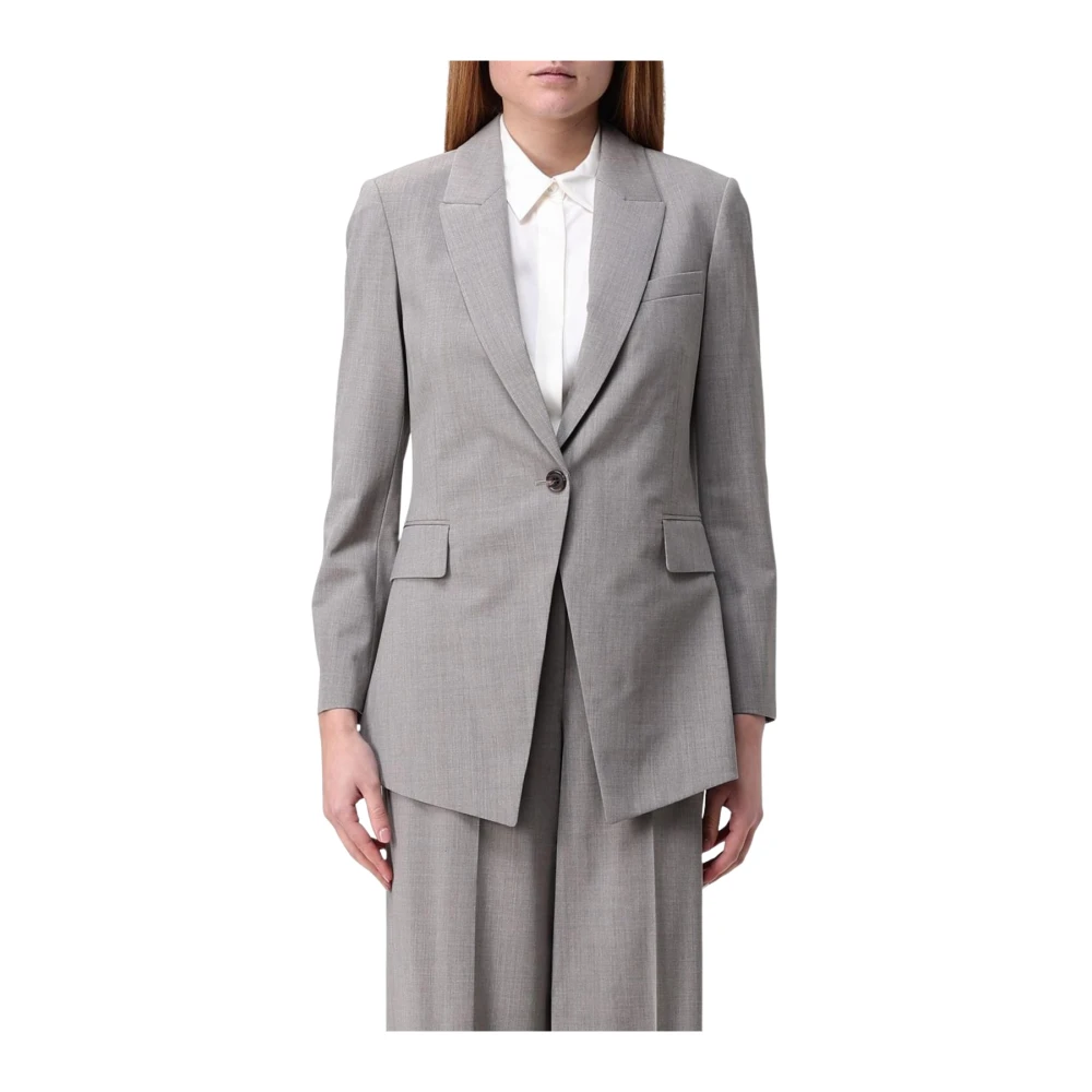 Theory Women's Gray Tailored Blazer Notch Lapel Professional