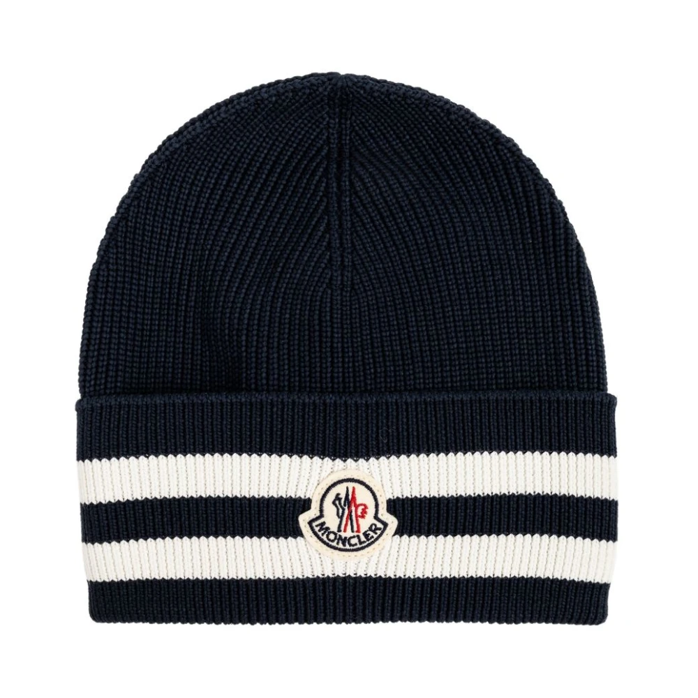 Moncler Men's Blue Logo Beanie
