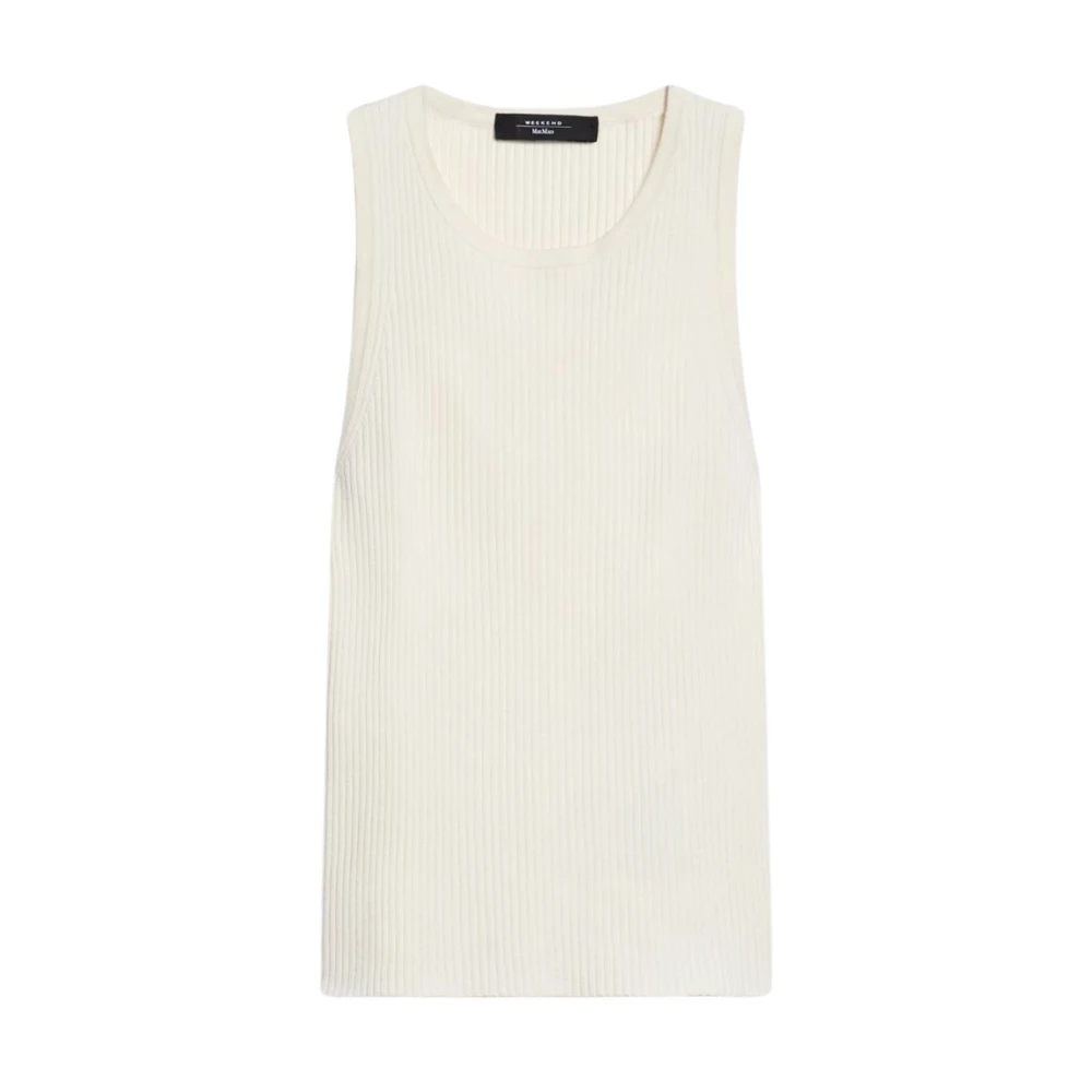 Max Mara Weekend Geribbelde Mouwloze Top Olimpo Beige Dames
