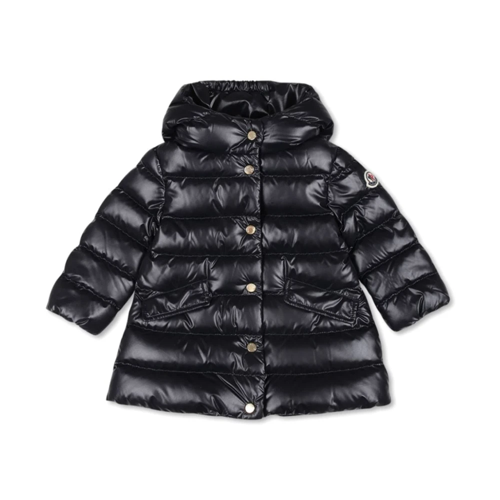 Moncler Unisex Kids Black Winter Jackets, 12 M, Kids Padded Coat With Logo Patch