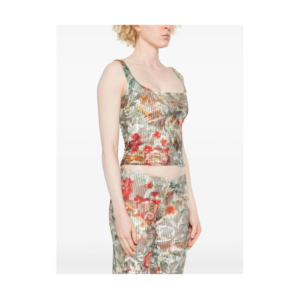Siedrés Mosgroene Vierkante Halsmouwloze Top Multicolor Dames
