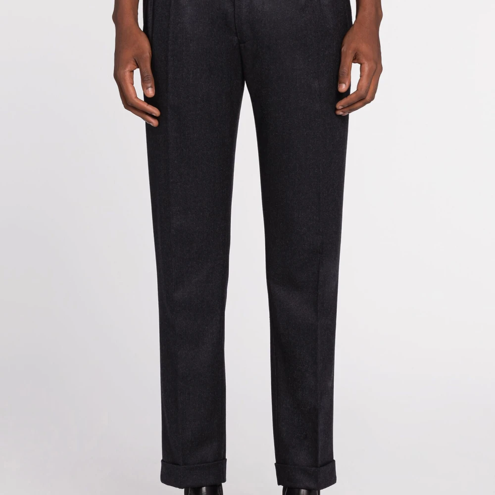 Roberto Cavalli Geplooide wollen broek met tijgertand Black Heren