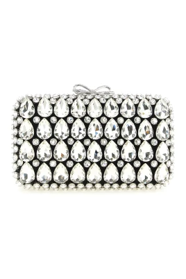 Satin Crystal Clutch Bag
