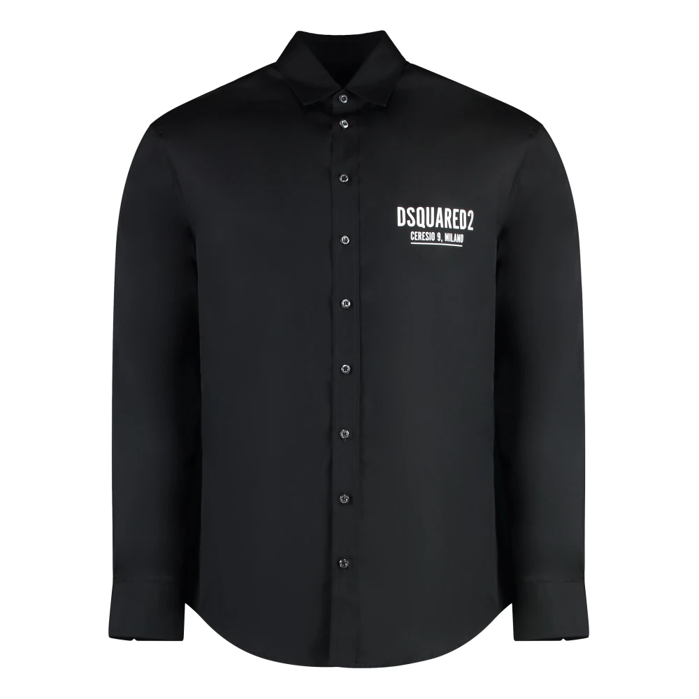 Dsquared2 Katoenen Shirt Afgeronde zoom 100% Katoen Black Heren