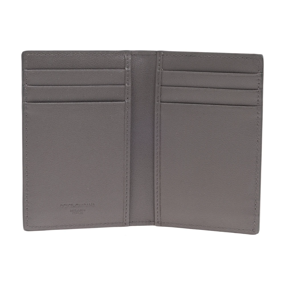 Dolce & Gabbana Leren kaarthouder Gray Heren