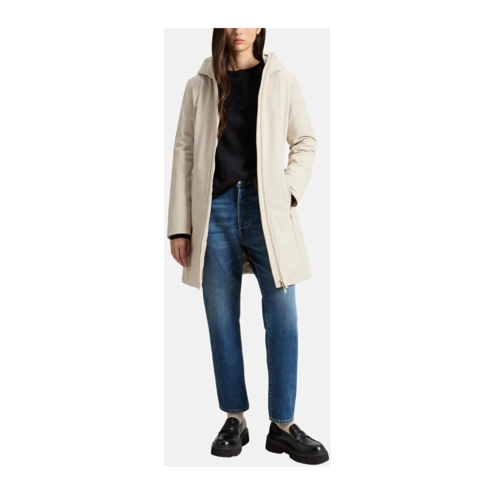 Woolrich Tech Softshell Waterdichte Parka met Eendendons Beige Dames