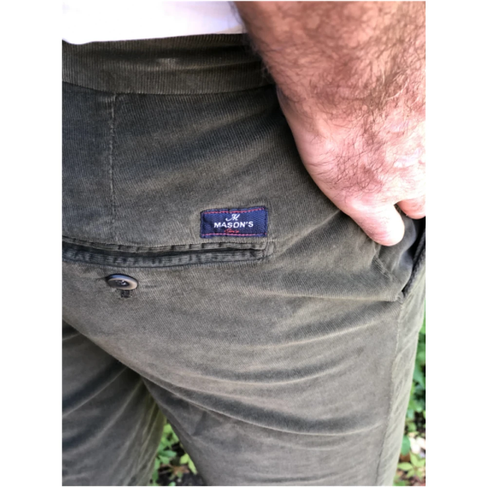Mason's Slim Fit Corduroy Chino Broek Green Heren