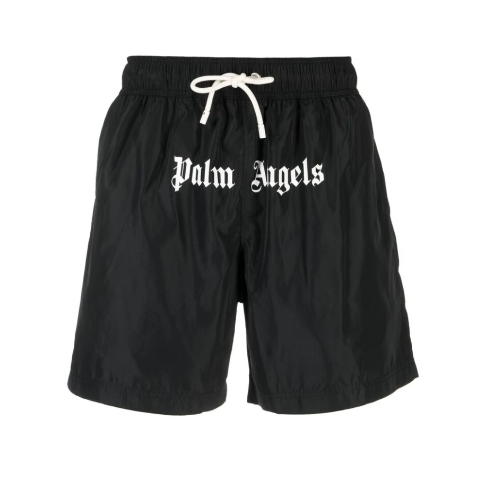 Palm Angels Logo-Print Zwembroek Black Heren