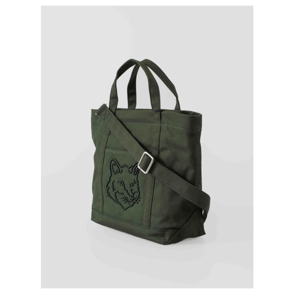 Maison Kitsuné Fox Head Kleine Tote Tas Green Dames