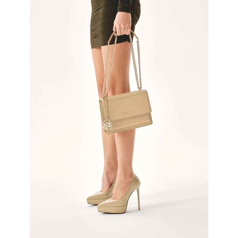 Kazar Kleine handtas in reliëf krokuspatroon Brown Dames