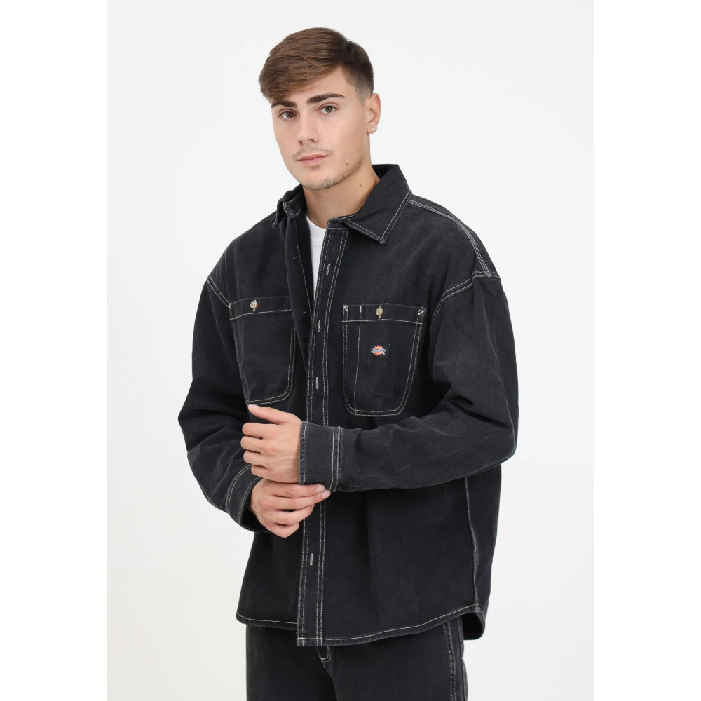 Dickies Zwarte Denim Overhemd Lange Mouwen Black Heren