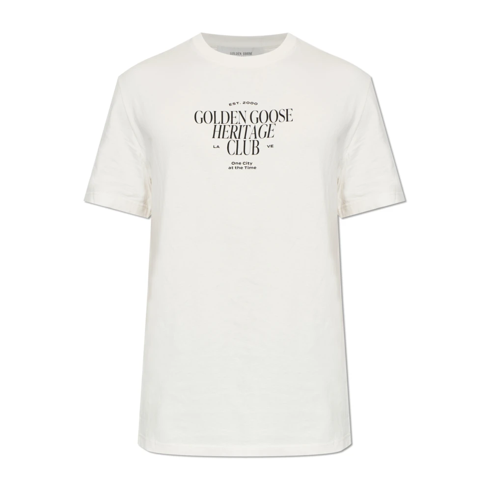 Golden Goose Men's Beige T-Shirts, S, Logo T-Shirt