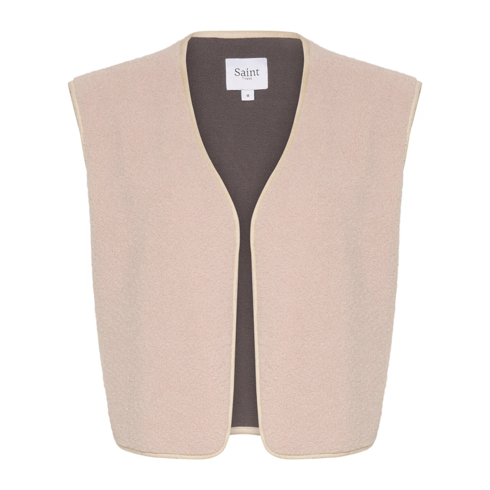 Saint Tropez Elegant Icariasz Vest Jacka Kräm Beige, Dam