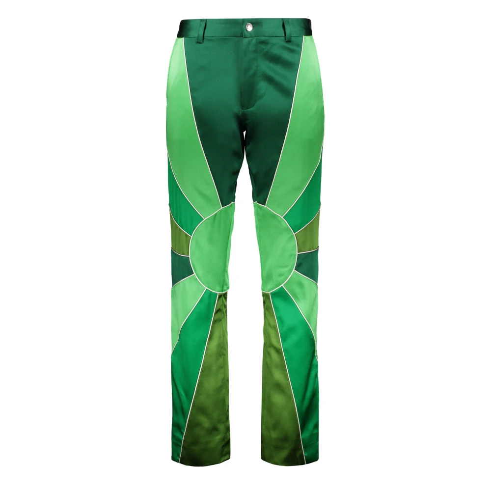 Nahmias Zijden broek met zijsplitten Green Heren