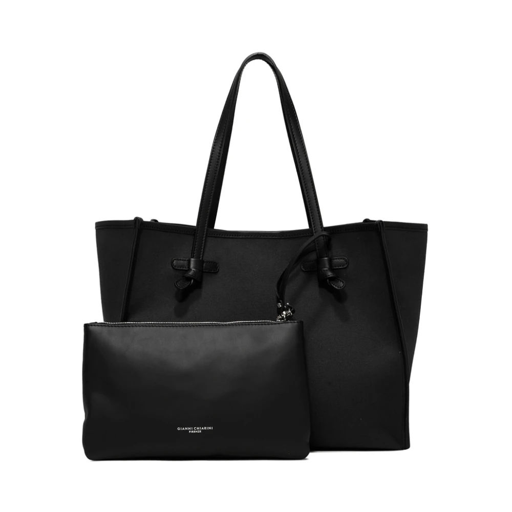 Gianni Chiarini Canvas handtas met leren handvatten Black Dames
