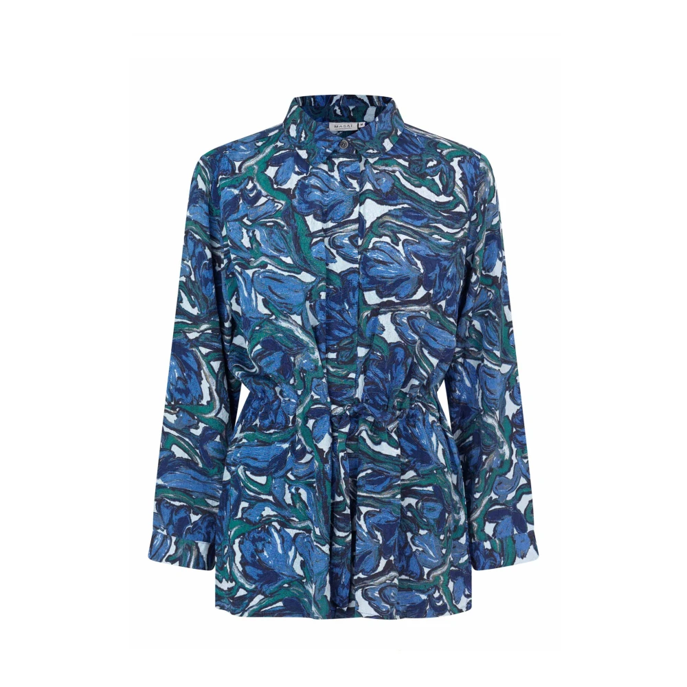 Masai Blauwe Mist Overhemdblouse Mairmabe Stijl Blue Dames