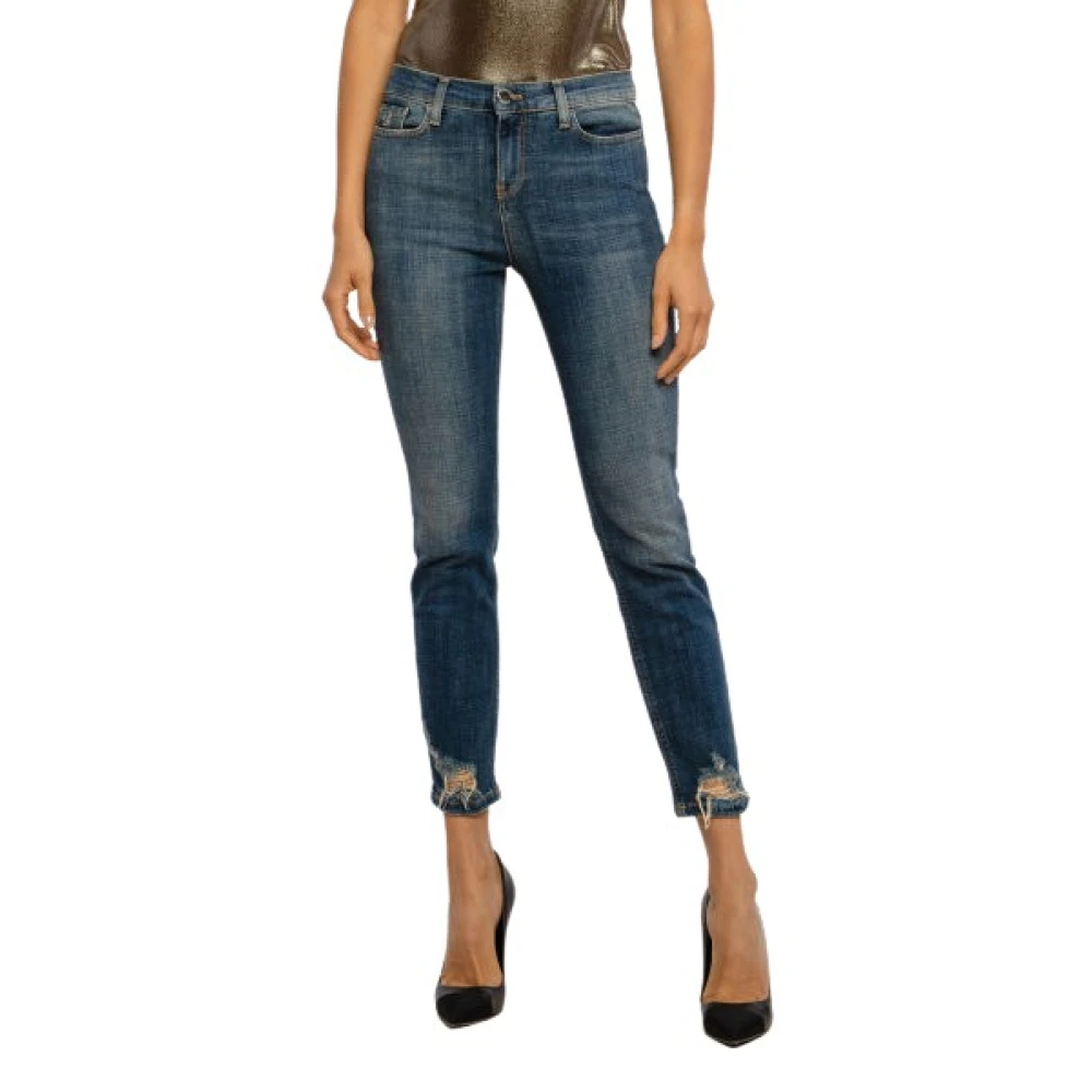 Pinko Marineblauwe Skinny Jeans met Gebleekt Patroon Blue Dames