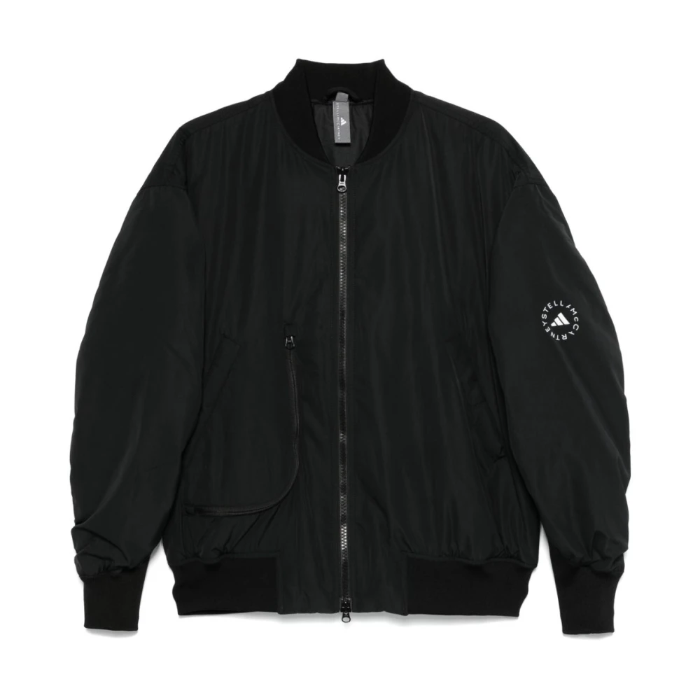 Adidas by stella mccartney Zwarte bomberjack met logo-print Black Dames