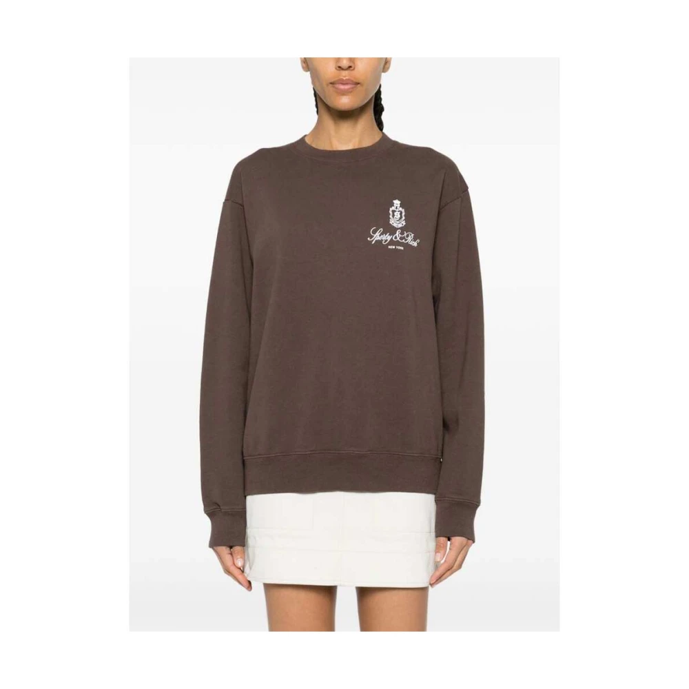 Sporty & Rich Bruine Sweater met Logo Print Brown Dames