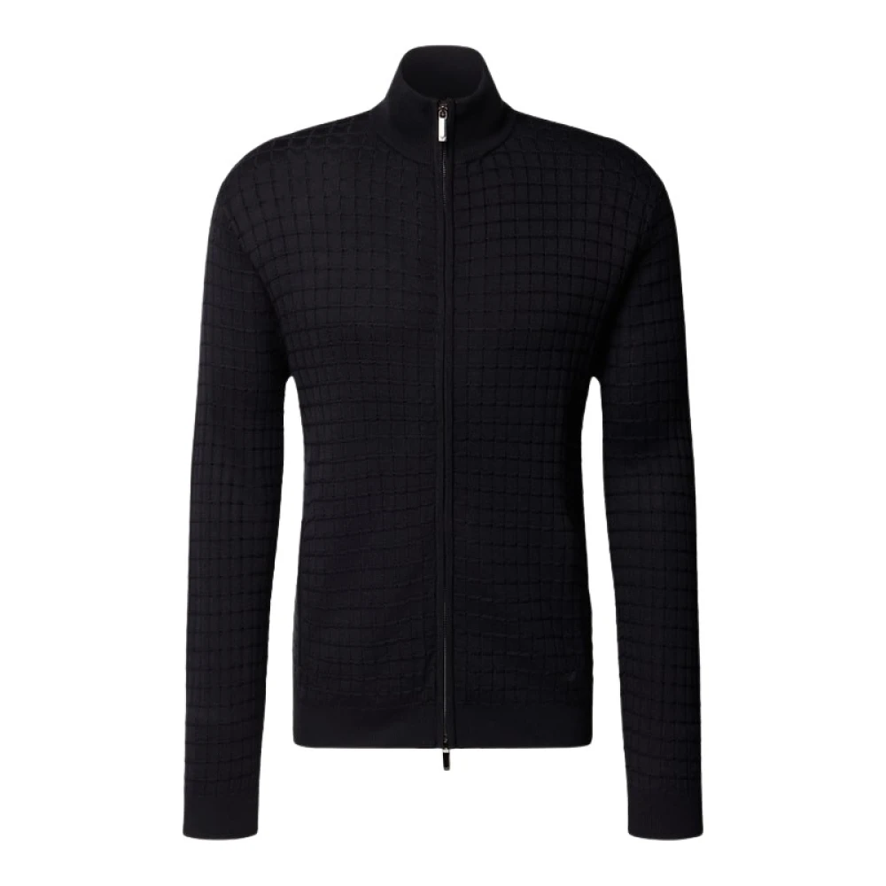 Emporio Armani Herren Blau Merinowolle Zip Cardigan Pullover