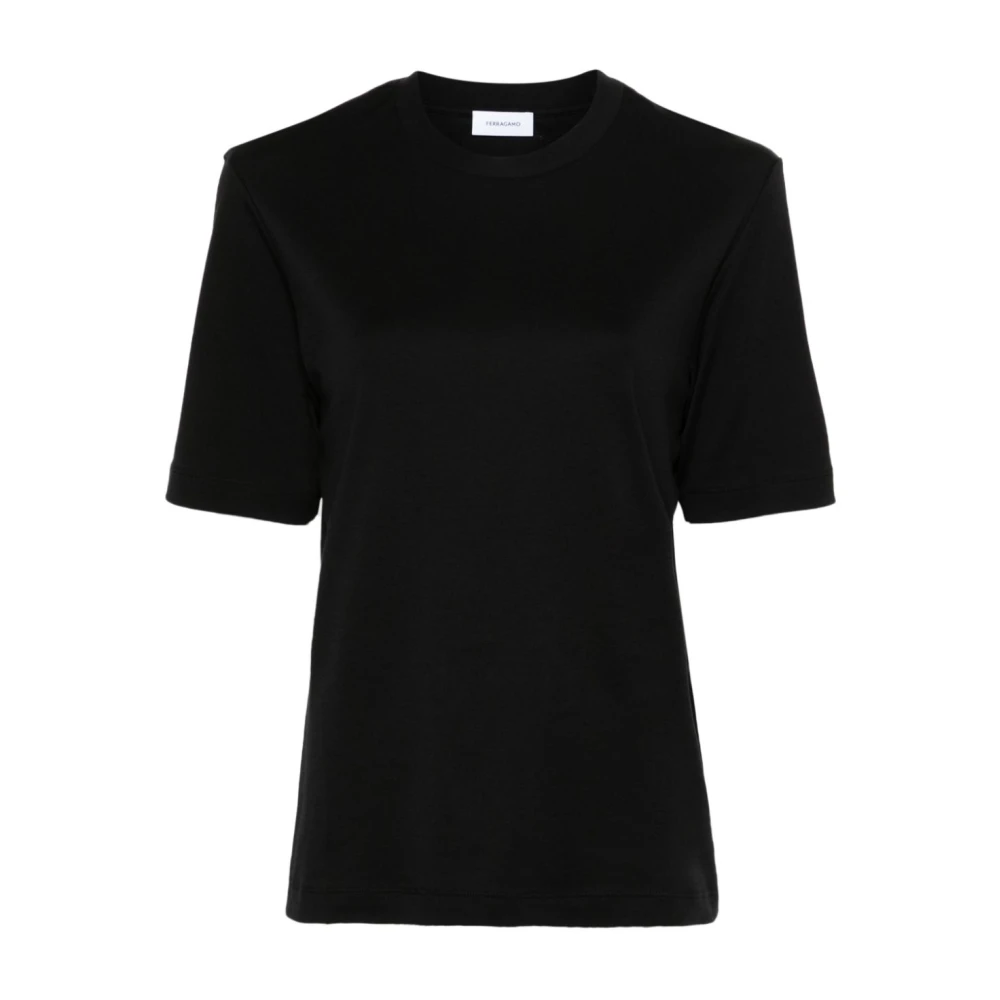 Salvatore Ferragamo Zwart Logo-Patch T-shirt Nieuwe Seizoen Black Dames