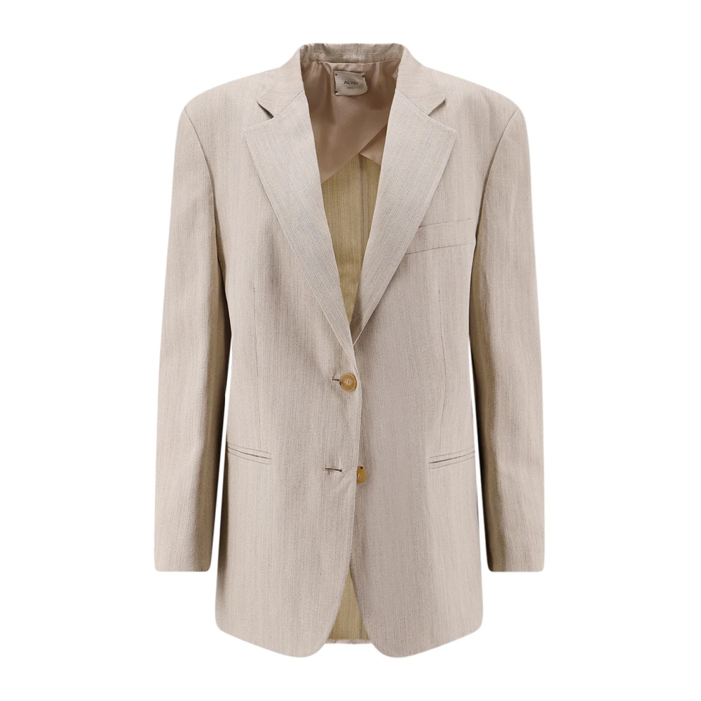 Alysi Women's Beige Blazers, Xs, Buttoned Stripped Blazer