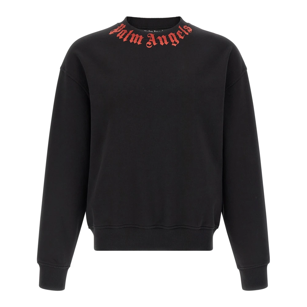 Palm Angels Men's Black Sweatshirts, M, Neck Logo Sweatshirt