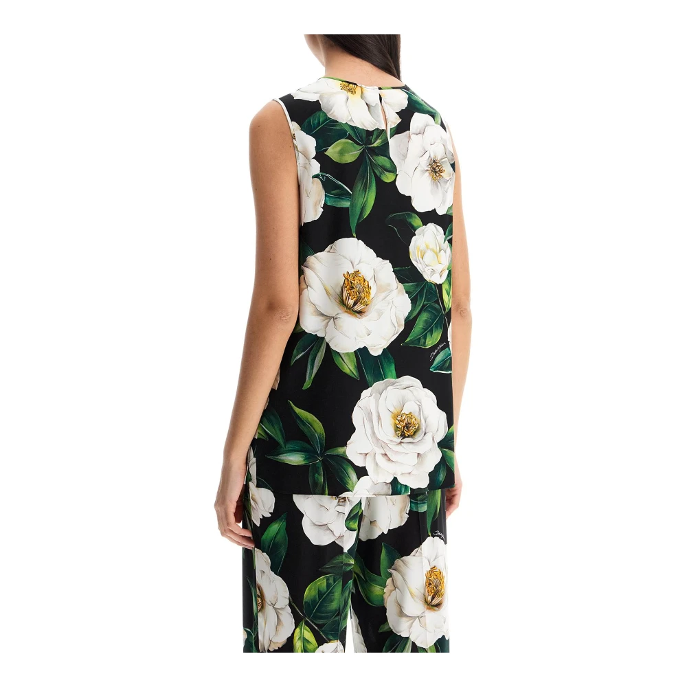 Dolce & Gabbana Zwarte Bloemen Zijden Top Multicolor Dames