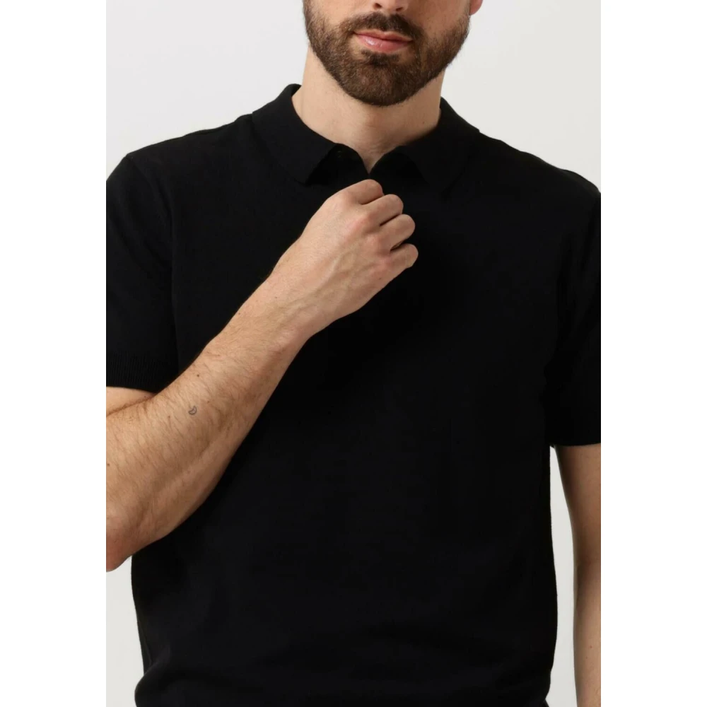 Pure Path Gebreide Polo met Borstprint Black Heren
