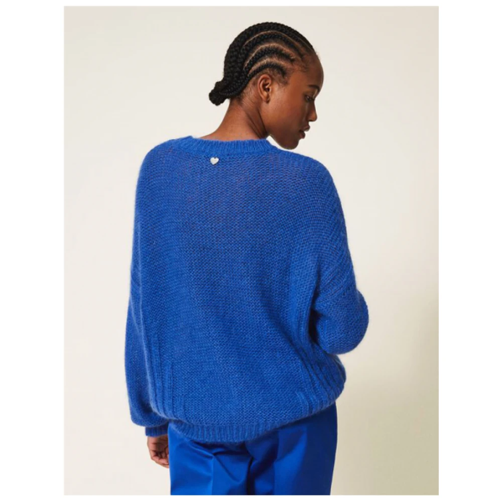 Twinset Donkerblauwe Mohair Trui Blue Dames