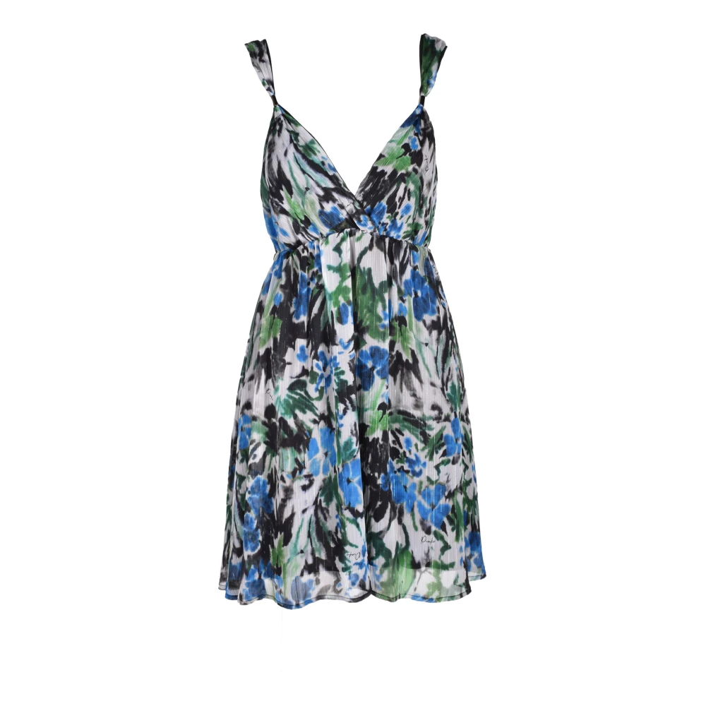 Pinko Multicolor Fantasie Jurk Dunne Bandjes V-Hals Multicolor Dames