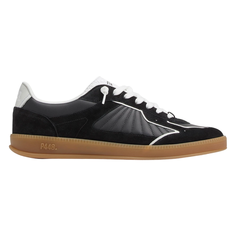 P448 /Witte Suède Sneakers met Groene Accents unisex Schoenen Zwart